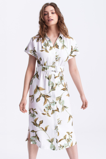 Sukienka midi z roślinnym printem