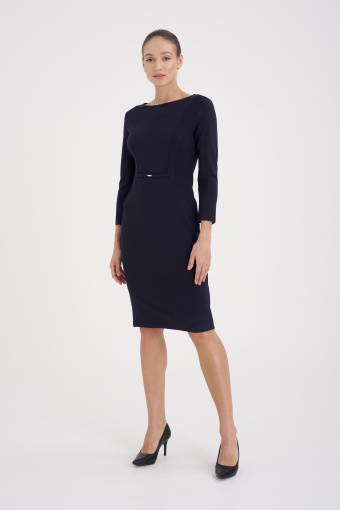 Dopasowana sukienka ze wstawką z ekologicznej skóry
