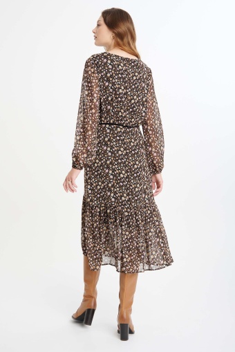 Sukienka midi z nadrukiem typu łączka