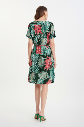 Wiskozowa sukienka tropic czarno-zielona Wiskozowa sukienka tropic czarno-zielona