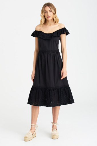 Sukienka hiszpanka midi, czarna