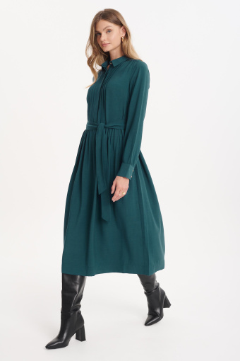 Ciemnozielona szmizjerka midi