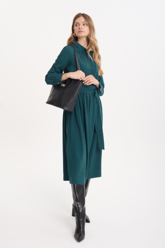 Ciemnozielona szmizjerka midi