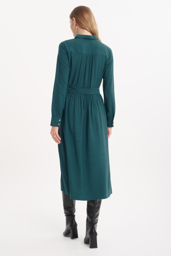 Ciemnozielona szmizjerka midi