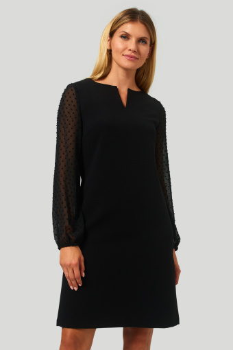Czarna sukienka z szyfonowymi rękawami