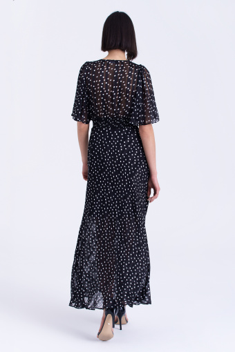 Czarna koktajlowa sukienka w kropki