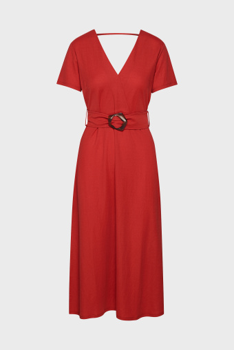 Wiskozowa sukienka z wiązaniem w pasie