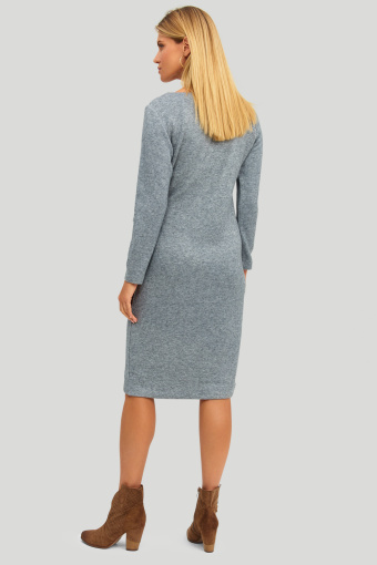 Szara, dzianinowa sukienka z asymetrycznym wiązaniem