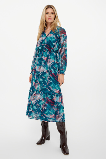 Sukienka z efektownym printem turkusowa
