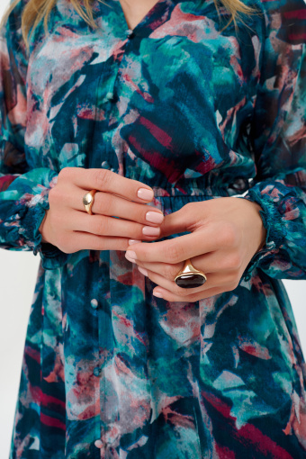 Sukienka z efektownym printem turkusowa