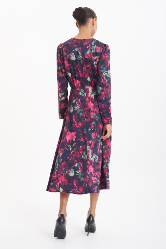 Sukienka midi z nadrukiem w kwiaty