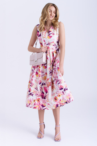 Sukienka z rozkloszowanym dołem, kwiatowy print