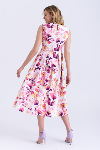 Sukienka z rozkloszowanym dołem, kwiatowy print