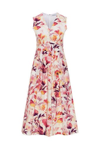 Sukienka z rozkloszowanym dołem, kwiatowy print