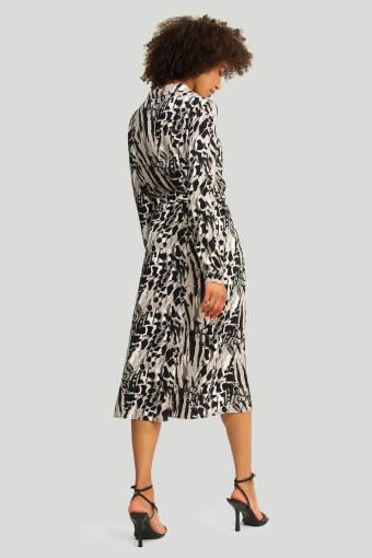 Szmizjerka midi z szaro-czarnym, zwierzęcym nadrukiem