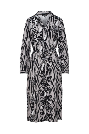 Szmizjerka midi z szaro-czarnym, zwierzęcym nadrukiem