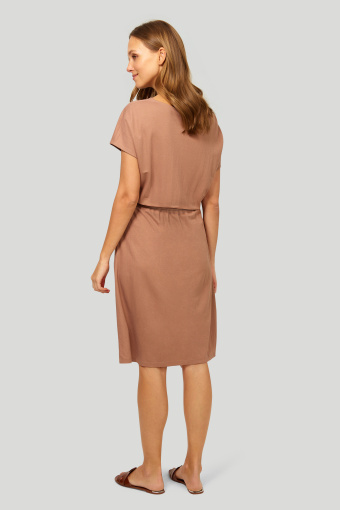 Dzianinowa wiskozowa sukienka z troczkiem w pasie