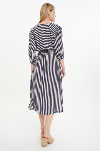 Sukienka midi w czarno-białe paski