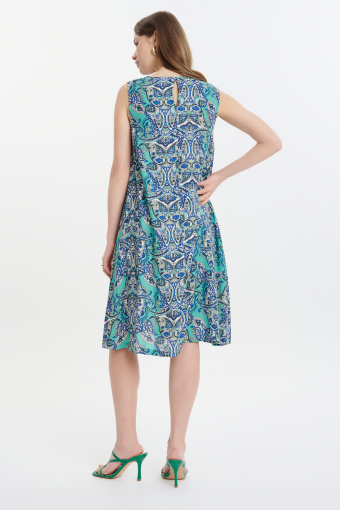 Wiskozowa sukienka z nadrukiem błekitna 