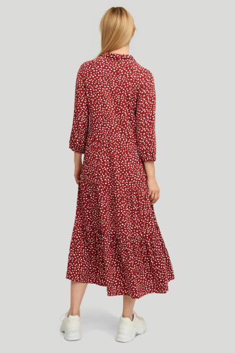 Wiskozowa sukienka z nadrukiem, czerwona