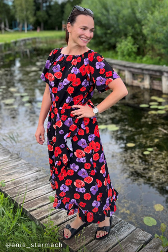 Sukienka hiszpanka z nadrukiem w kwiaty