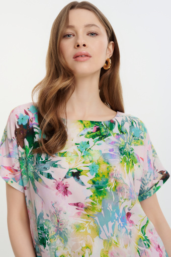 Wiskozowa sukienka oversize nadruk w kwiaty