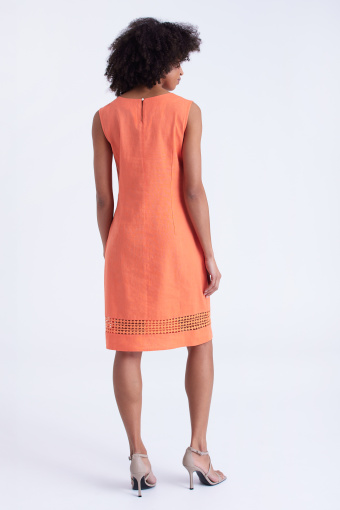 Lniana sukienka bez rękawów, pomarańczowa