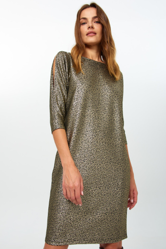 Sukienka o luźnym kroju z błyszczącej dzianiny Sukienka o luźnym kroju z błyszczącej dzianiny