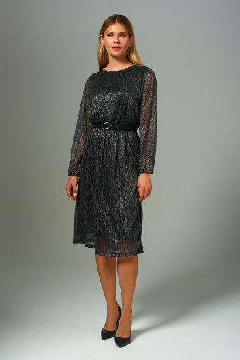 Szyfonowa sukienka z połyskującą nitką, czarna