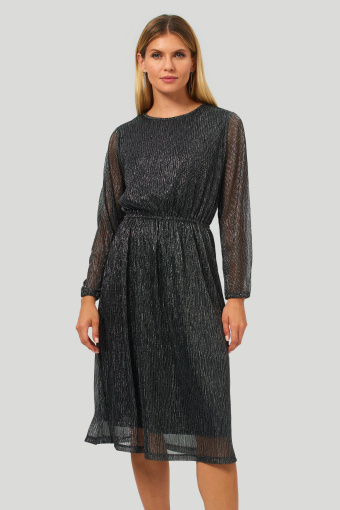 Szyfonowa sukienka z połyskującą nitką, czarna