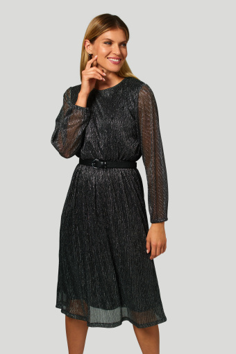 Szyfonowa sukienka z połyskującą nitką, czarna