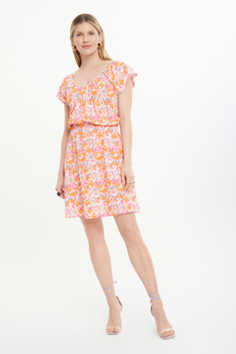 Sukienka ze wzorem w łączkę orange Sukienka ze wzorem w łączkę orange