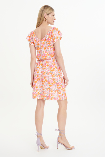 Sukienka ze wzorem w łączkę orange Sukienka ze wzorem w łączkę orange