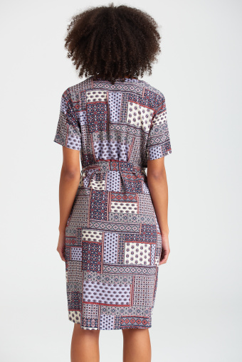 Wiskozowa sukienka z nadrukiem, dekolt henley Wiskozowa sukienka z nadrukiem, dekolt henley