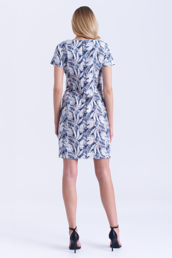 Sukienka z lnu w tropikalne liście