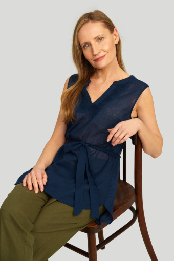 Bawełniana tunika z wiązaniem w pasie Bawełniana tunika z wiązaniem w pasie