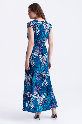 Wiskozowa sukienka o długości maxi, tropikalny print