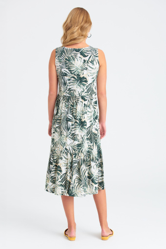 Sukienka midi z nadrukiem w zielone liście