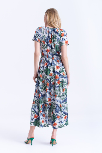 Maxi sukienka w tropikalne kwiaty