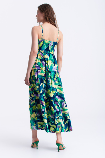 Sukienka maxi w tropikalny print