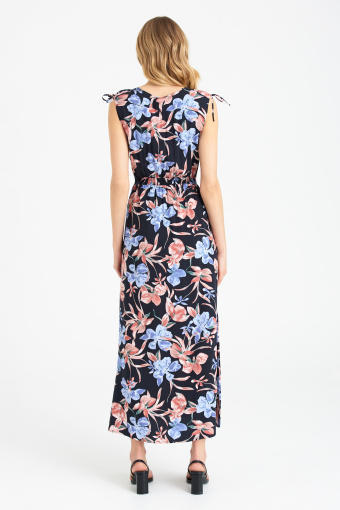 Wiskozowa sukienka maxi z kolorowym nadrukiem w kwiaty