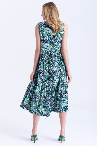 Sukienka w zielone tropikalne liście