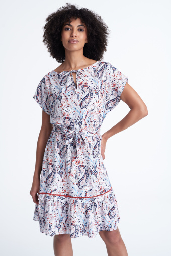 Wiskozowa sukienka z falbaną u dołu, paisley Wiskozowa sukienka z falbaną u dołu, paisley