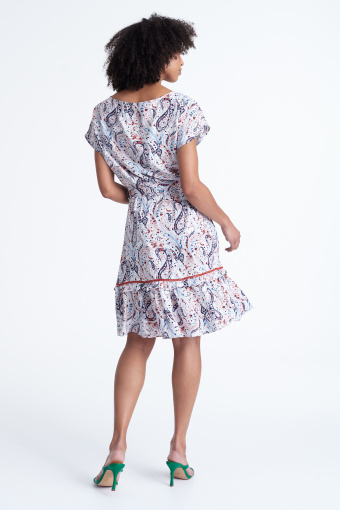 Wiskozowa sukienka z falbaną u dołu, paisley Wiskozowa sukienka z falbaną u dołu, paisley