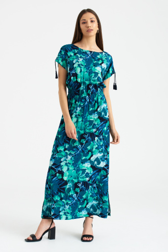Wiskozowa sukienka maxi z nadrukiem w kwiaty