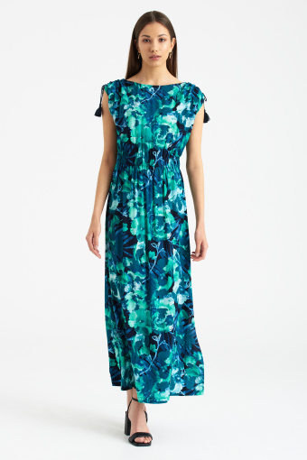 Wiskozowa sukienka maxi z nadrukiem w kwiaty