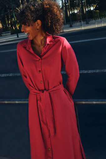 Lniana szmizjerka w kolorze fuksji