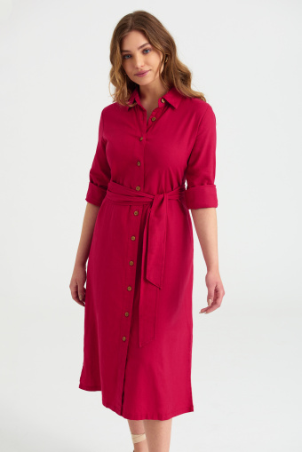 Lniana szmizjerka w kolorze fuksji