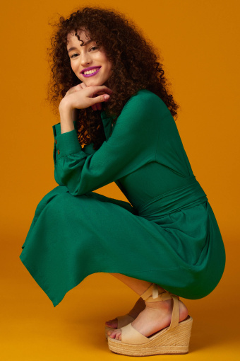 Zielona szmizjerka z dodatkiem lnu