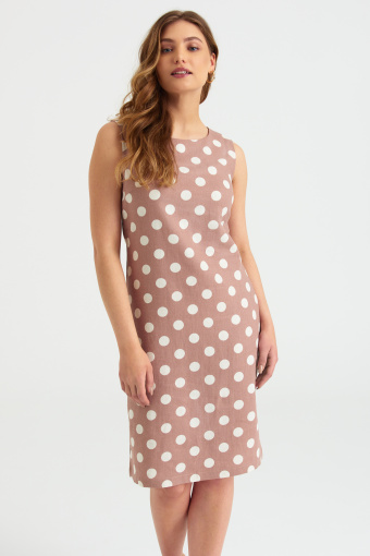 Lniana sukienka z nadrukiem w kropki